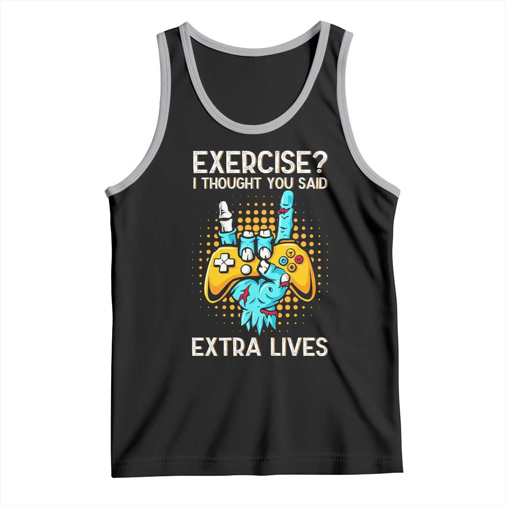 Funny Gamer Skeleton Hand Tank Top Exercise I Thought You Said Extra Lives TS14 Black Athletic Heather Print Your Wear