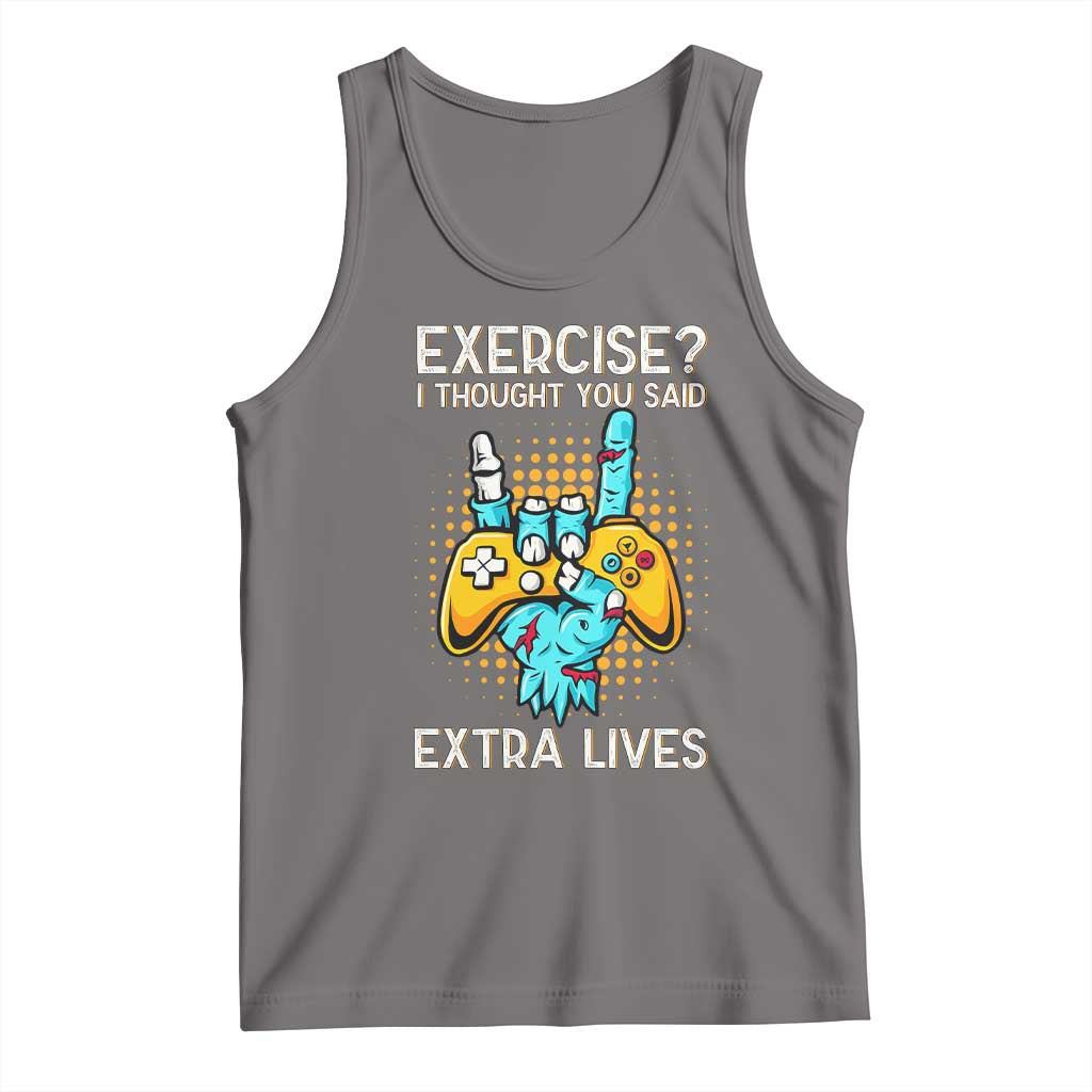 Funny Gamer Skeleton Hand Tank Top Exercise I Thought You Said Extra Lives TS14 Deep Heather Print Your Wear