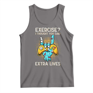 Funny Gamer Skeleton Hand Tank Top Exercise I Thought You Said Extra Lives TS14 Deep Heather Print Your Wear