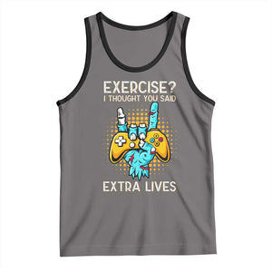 Funny Gamer Skeleton Hand Tank Top Exercise I Thought You Said Extra Lives TS14 Deep Heather Black Print Your Wear