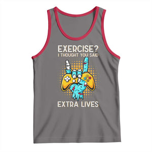 Funny Gamer Skeleton Hand Tank Top Exercise I Thought You Said Extra Lives TS14 Deep Heather Red Print Your Wear