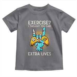 Funny Gamer Skeleton Hand Toddler T Shirt Exercise I Thought You Said Extra Lives TS14 Charcoal Print Your Wear