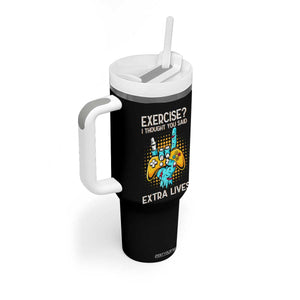 Funny Gamer Skeleton Hand Tumbler With Handle Exercise I Thought You Said Extra Lives TS14 Print Your Wear