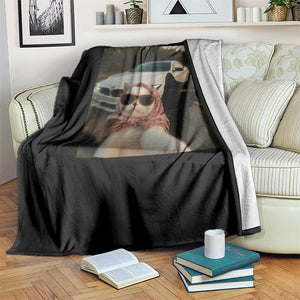 Cats Selfie Meme Throw Blanket Funny Black Cat Smoking Cigarette With Car TS14 Print Your Wear