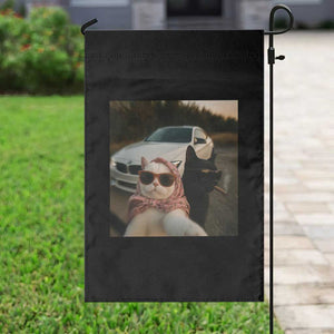 Cats Selfie Meme Garden Flag Funny Black Cat Smoking Cigarette With Car TS14 Print Your Wear