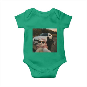 Cats Selfie Meme Baby Onesie Funny Black Cat Smoking Cigarette With Car TS14 Irish Green Print Your Wear
