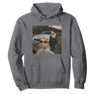 Cats Selfie Meme Hoodie Funny Black Cat Smoking Cigarette With Car TS14 Charcoal Print Your Wear