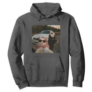Cats Selfie Meme Hoodie Funny Black Cat Smoking Cigarette With Car TS14 Dark Heather Print Your Wear