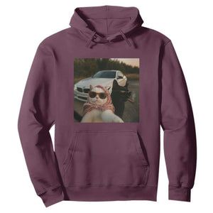 Cats Selfie Meme Hoodie Funny Black Cat Smoking Cigarette With Car TS14 Maroon Print Your Wear