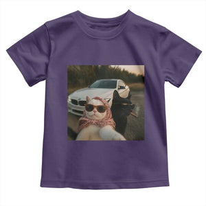 Cats Selfie Meme Toddler T Shirt Funny Black Cat Smoking Cigarette With Car TS14 Purple Print Your Wear