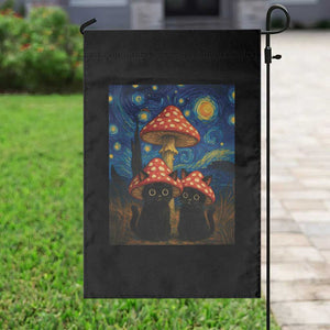 Cute Black Cat Mushroom Garden Flag Stary Night Vangogh Amanita Muscaria TS14 Print Your Wear