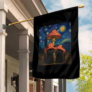 Cute Black Cat Mushroom Garden Flag Stary Night Vangogh Amanita Muscaria TS14 Print Your Wear