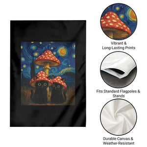 Cute Black Cat Mushroom Garden Flag Stary Night Vangogh Amanita Muscaria TS14 Print Your Wear