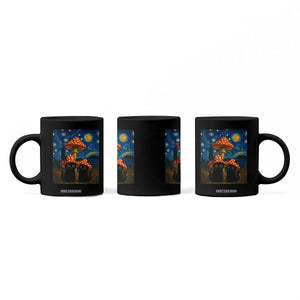 Cute Black Cat Mushroom Coffee Mug Stary Night Vangogh Amanita Muscaria TS14 Print Your Wear