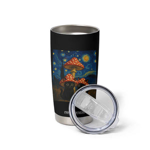 Cute Black Cat Mushroom Tumbler Cup Stary Night Vangogh Amanita Muscaria TS14 Print Your Wear