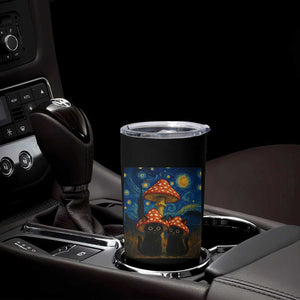 Cute Black Cat Mushroom Tumbler Cup Stary Night Vangogh Amanita Muscaria TS14 Print Your Wear