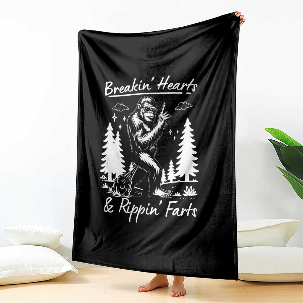 Funny Bigfoot Sasquatch Throw Blanket Breakin Hearts And Rippin Farts TS14 Print Your Wear