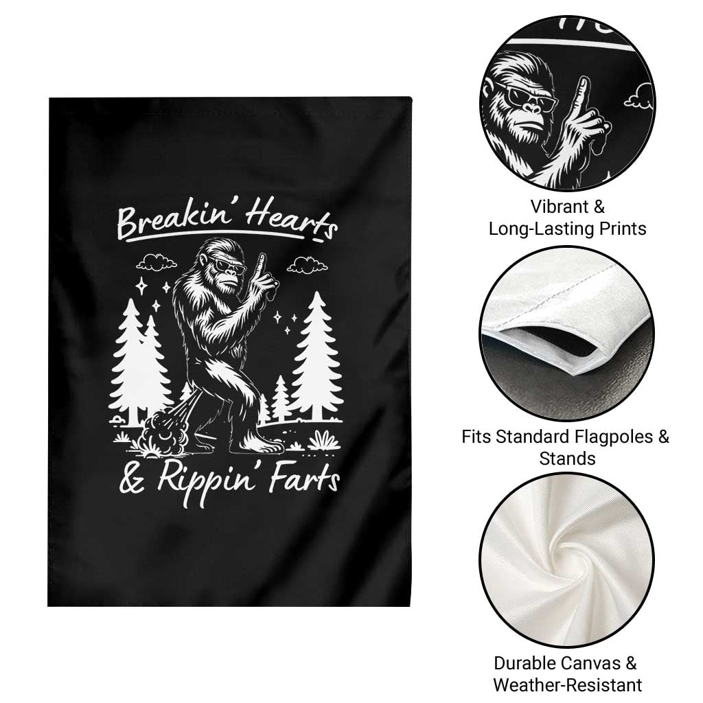 Funny Bigfoot Sasquatch Garden Flag Breakin Hearts And Rippin Farts TS14 Print Your Wear