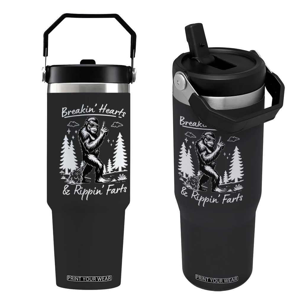 Funny Bigfoot Sasquatch Flip Straw Tumbler Breakin Hearts And Rippin Farts TS14 One Size: 30 oz Black Print Your Wear
