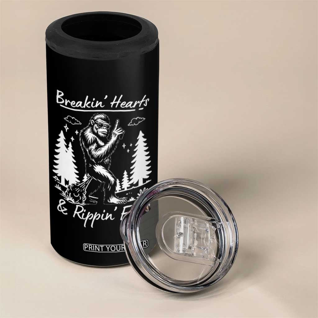 Funny Bigfoot Sasquatch 4 in 1 Can Cooler Tumbler Breakin Hearts And Rippin Farts TS14 Print Your Wear