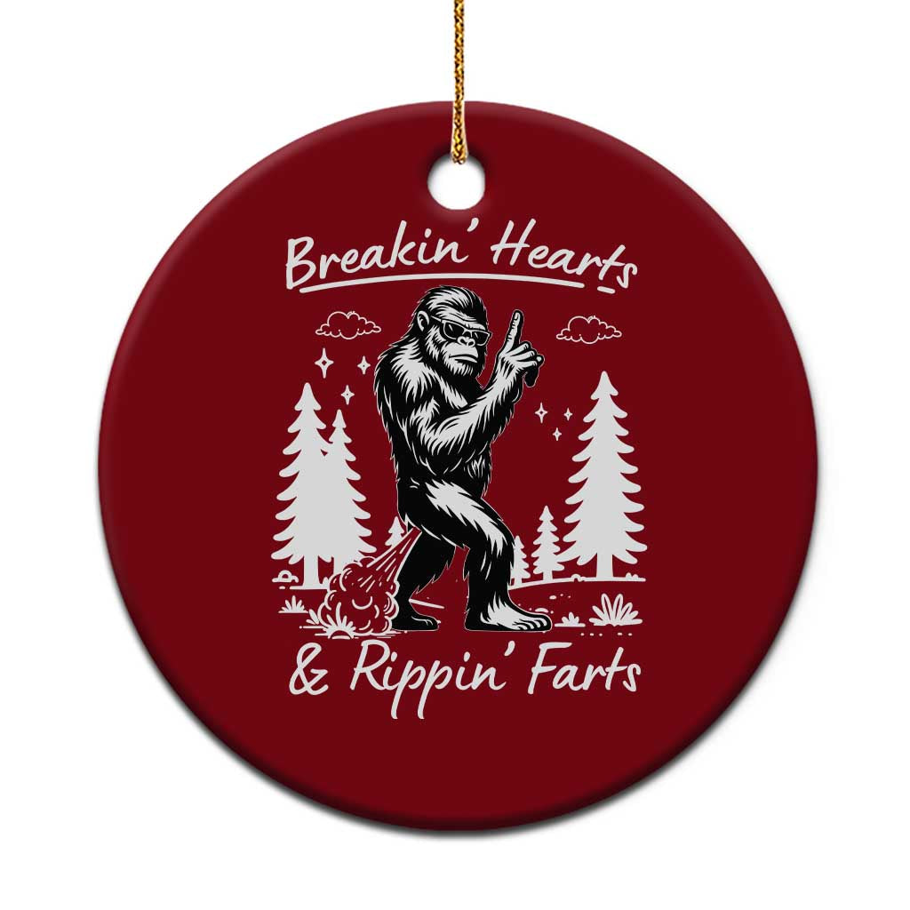Funny Bigfoot Sasquatch Ceramic Ornament Breakin Hearts And Rippin Farts TS14 1pc Red Print Your Wear