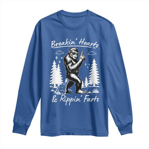 Funny Bigfoot Sasquatch Long Sleeve Shirt Breakin Hearts And Rippin Farts TS14 Royal Blue Print Your Wear
