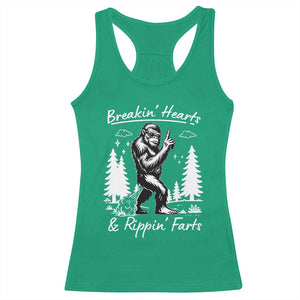 Funny Bigfoot Sasquatch Racerback Tank Top Breakin Hearts And Rippin Farts TS14 Irish Green Print Your Wear