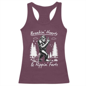 Funny Bigfoot Sasquatch Racerback Tank Top Breakin Hearts And Rippin Farts TS14 Maroon Print Your Wear
