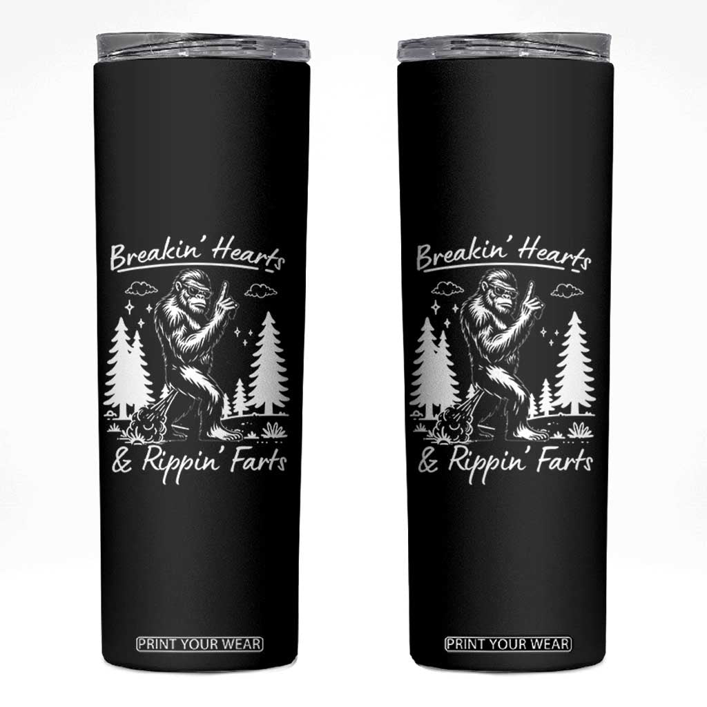 Funny Bigfoot Sasquatch Skinny Tumbler Breakin Hearts And Rippin Farts TS14 Black Print Your Wear