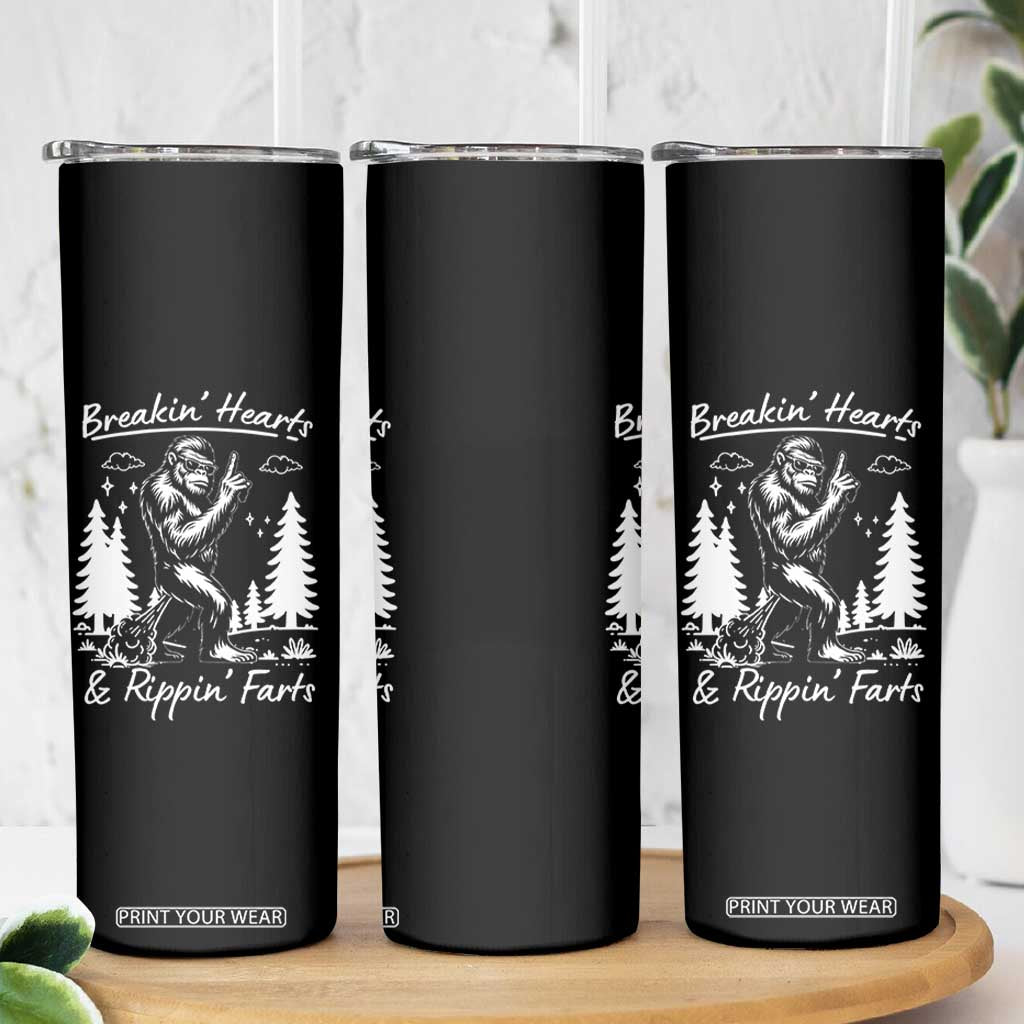 Funny Bigfoot Sasquatch Skinny Tumbler Breakin Hearts And Rippin Farts TS14 Print Your Wear