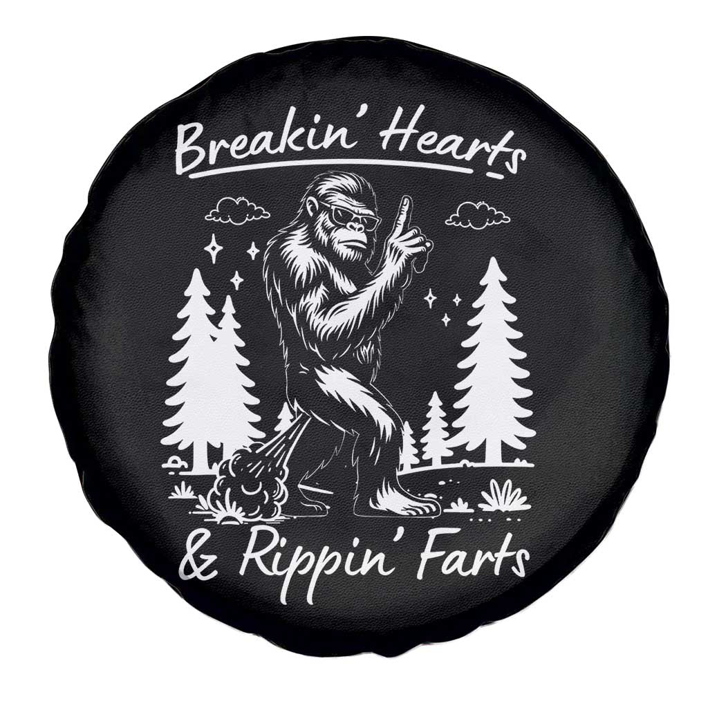 Funny Bigfoot Sasquatch Spare Tire Cover Breakin Hearts And Rippin Farts TS14 Print Your Wear