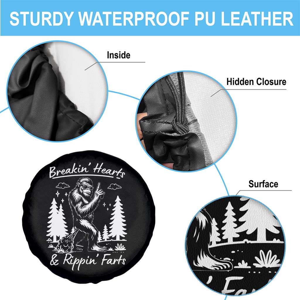 Funny Bigfoot Sasquatch Spare Tire Cover Breakin Hearts And Rippin Farts TS14 Print Your Wear