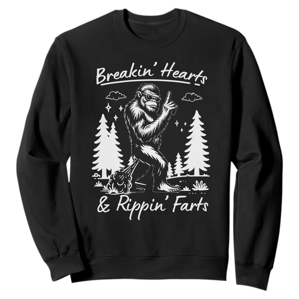Funny Bigfoot Sasquatch Sweatshirt Breakin Hearts And Rippin Farts TS14 Black Print Your Wear