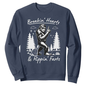 Funny Bigfoot Sasquatch Sweatshirt Breakin Hearts And Rippin Farts TS14 Navy Print Your Wear