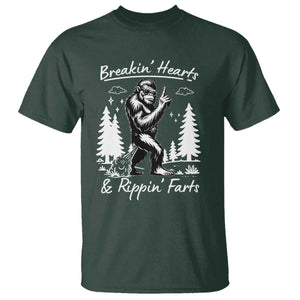 Funny Bigfoot Sasquatch T Shirt Breakin Hearts And Rippin Farts TS14 Dark Forest Green Print Your Wear