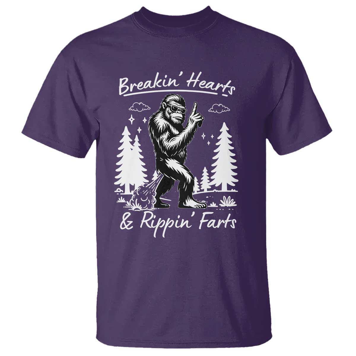 Funny Bigfoot Sasquatch T Shirt Breakin Hearts And Rippin Farts TS14 Purple Print Your Wear