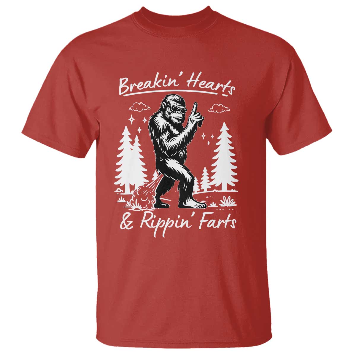 Funny Bigfoot Sasquatch T Shirt Breakin Hearts And Rippin Farts TS14 Red Print Your Wear