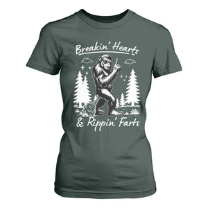 Funny Bigfoot Sasquatch T Shirt For Women Breakin Hearts And Rippin Farts TS14 Dark Forest Green Print Your Wear