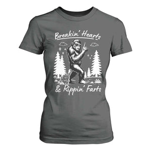 Funny Bigfoot Sasquatch T Shirt For Women Breakin Hearts And Rippin Farts TS14 Dark Heather Print Your Wear