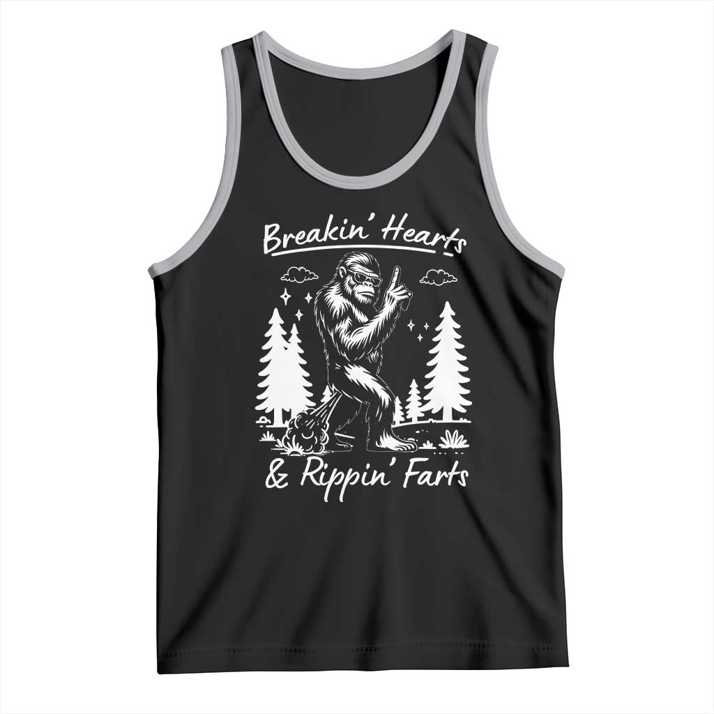 Funny Bigfoot Sasquatch Tank Top Breakin Hearts And Rippin Farts TS14 Black Athletic Heather Print Your Wear