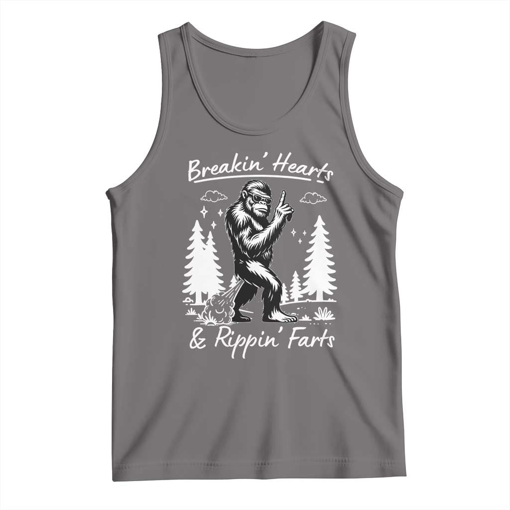 Funny Bigfoot Sasquatch Tank Top Breakin Hearts And Rippin Farts TS14 Deep Heather Print Your Wear