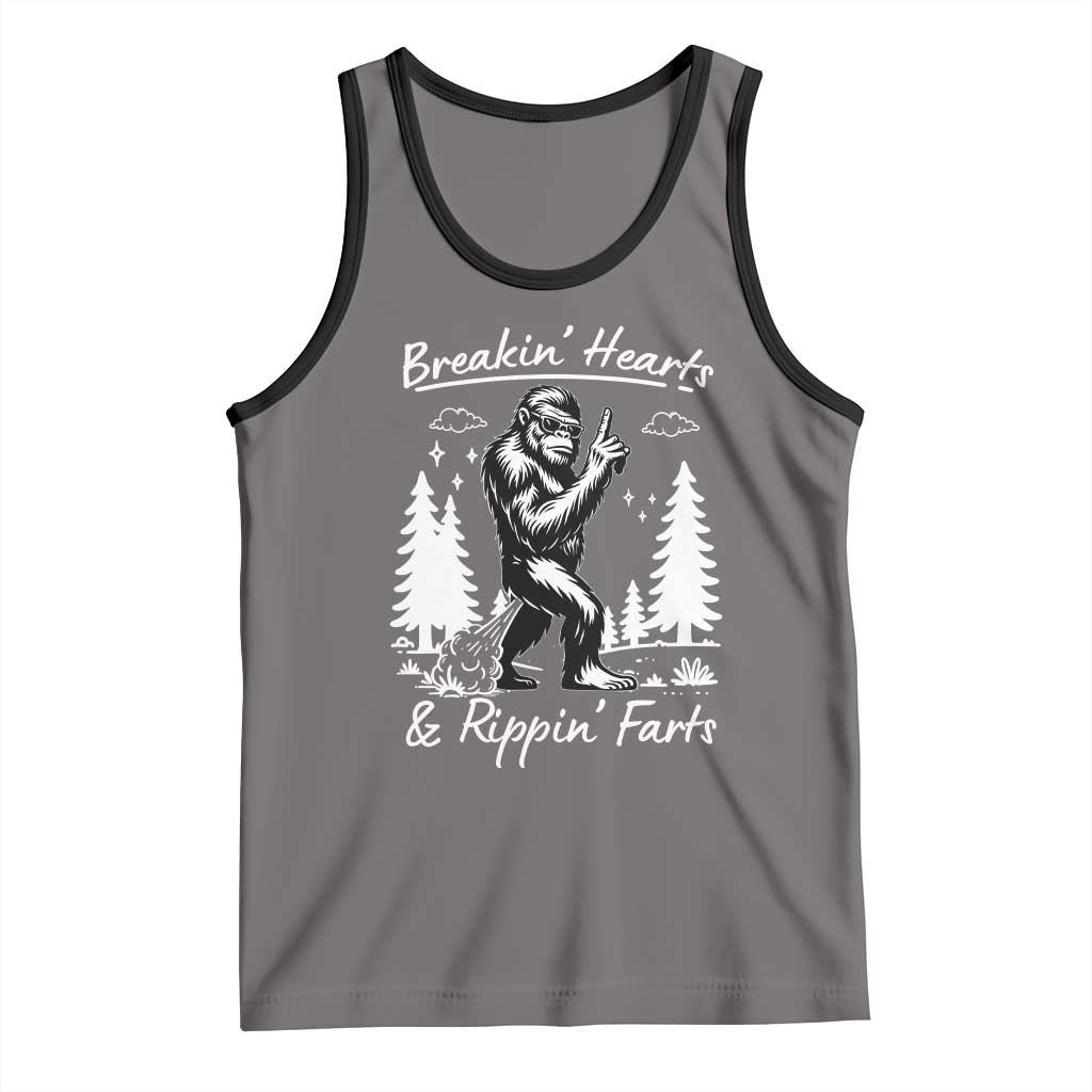 Funny Bigfoot Sasquatch Tank Top Breakin Hearts And Rippin Farts TS14 Deep Heather Black Print Your Wear