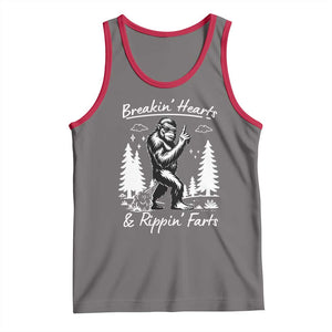 Funny Bigfoot Sasquatch Tank Top Breakin Hearts And Rippin Farts TS14 Deep Heather Red Print Your Wear