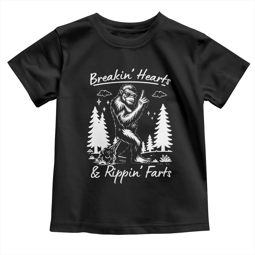 Funny Bigfoot Sasquatch Toddler T Shirt Breakin Hearts And Rippin Farts TS14 Black Print Your Wear