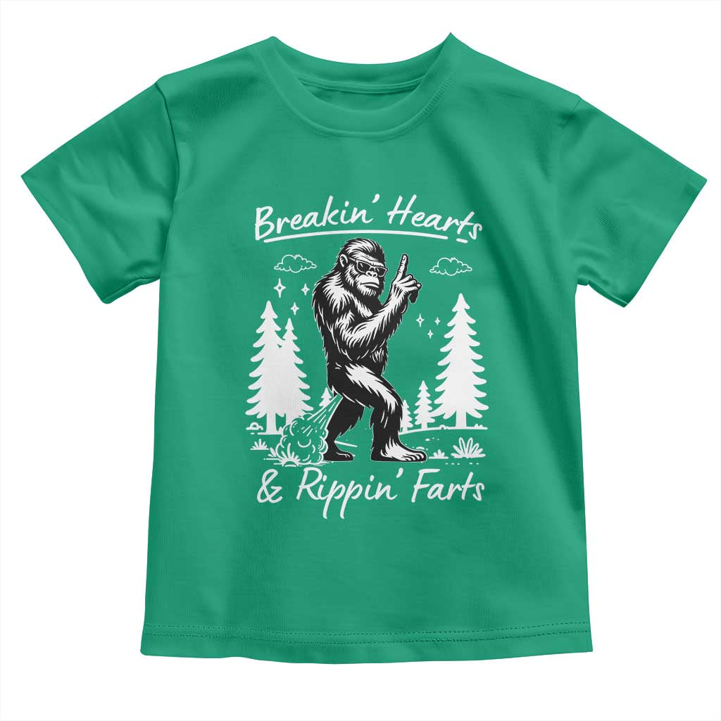 Funny Bigfoot Sasquatch Toddler T Shirt Breakin Hearts And Rippin Farts TS14 Irish Green Print Your Wear