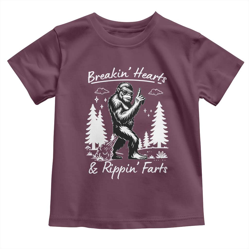 Funny Bigfoot Sasquatch Toddler T Shirt Breakin Hearts And Rippin Farts TS14 Maroon Print Your Wear