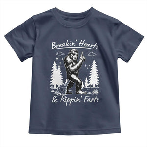 Funny Bigfoot Sasquatch Toddler T Shirt Breakin Hearts And Rippin Farts TS14 Navy Print Your Wear