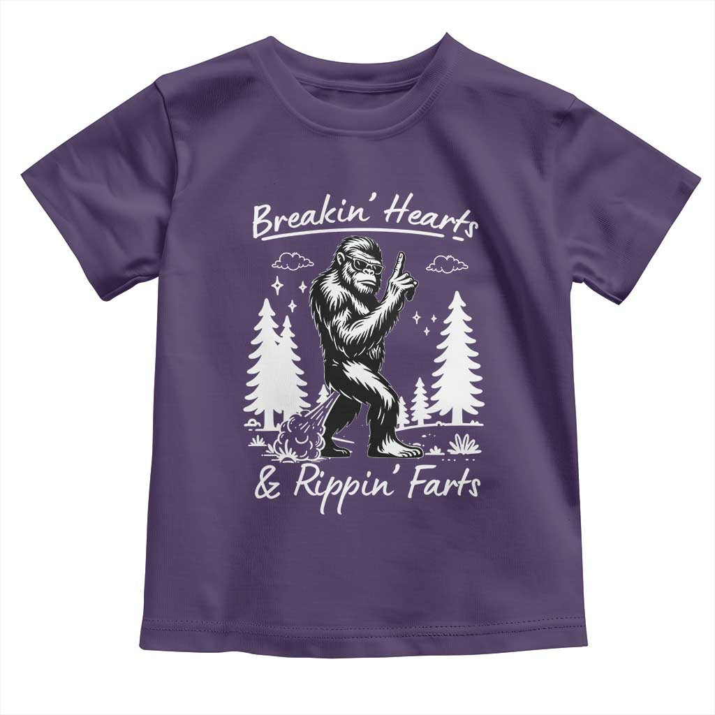 Funny Bigfoot Sasquatch Toddler T Shirt Breakin Hearts And Rippin Farts TS14 Purple Print Your Wear