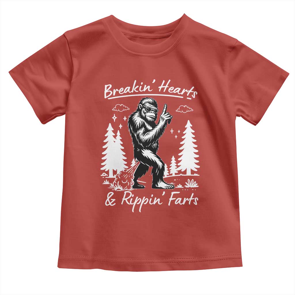 Funny Bigfoot Sasquatch Toddler T Shirt Breakin Hearts And Rippin Farts TS14 Red Print Your Wear