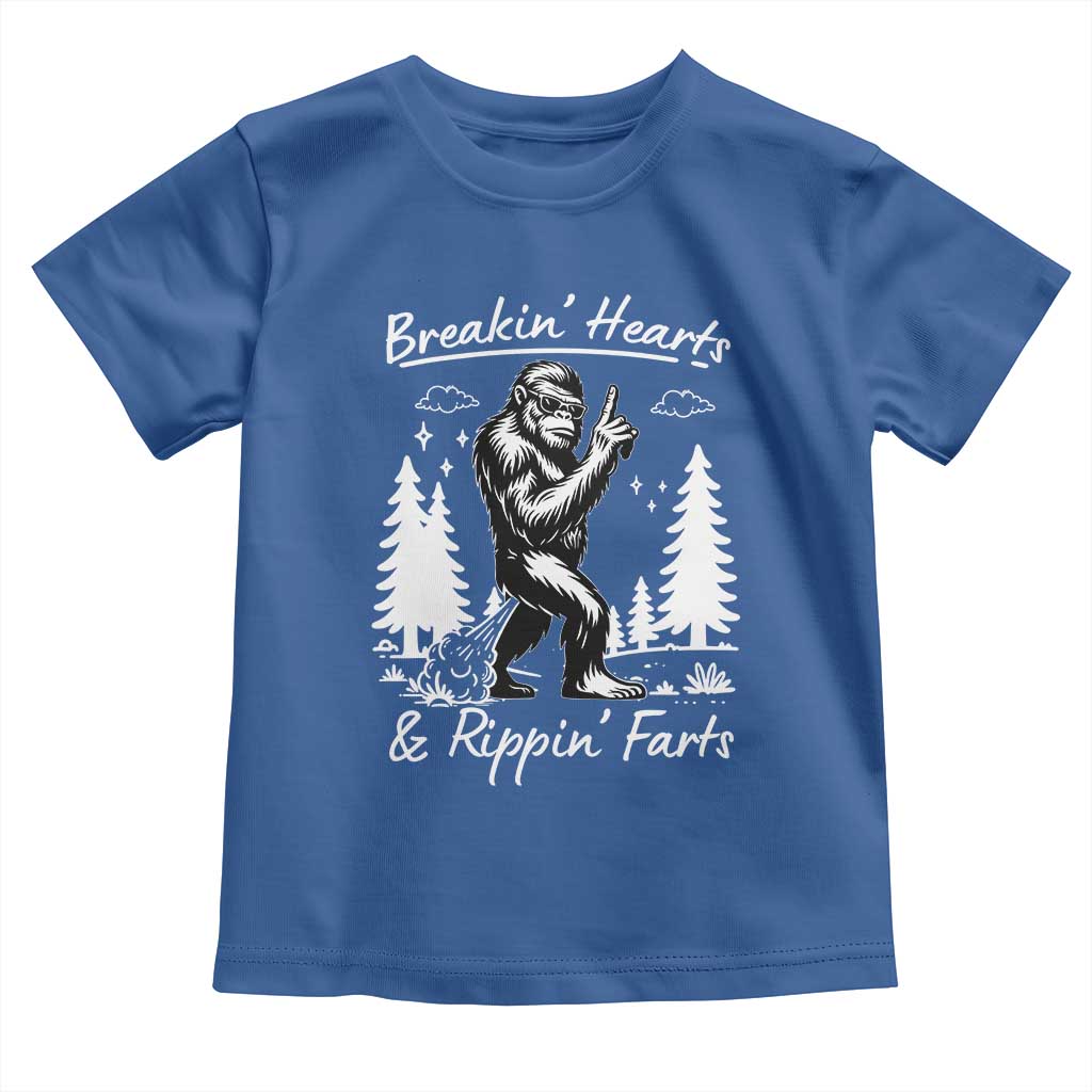 Funny Bigfoot Sasquatch Toddler T Shirt Breakin Hearts And Rippin Farts TS14 Royal Blue Print Your Wear